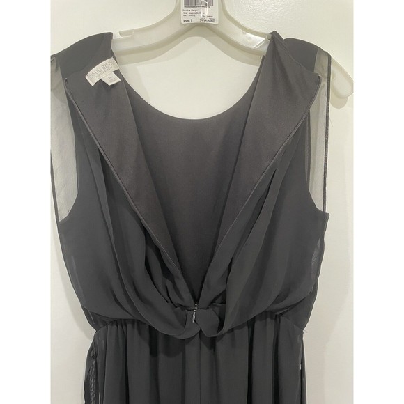BISOU BISOU Black Formal Draped Pleated Keyhole Maxi Long Tie back Dress Size 8 - Picture 7 of 7